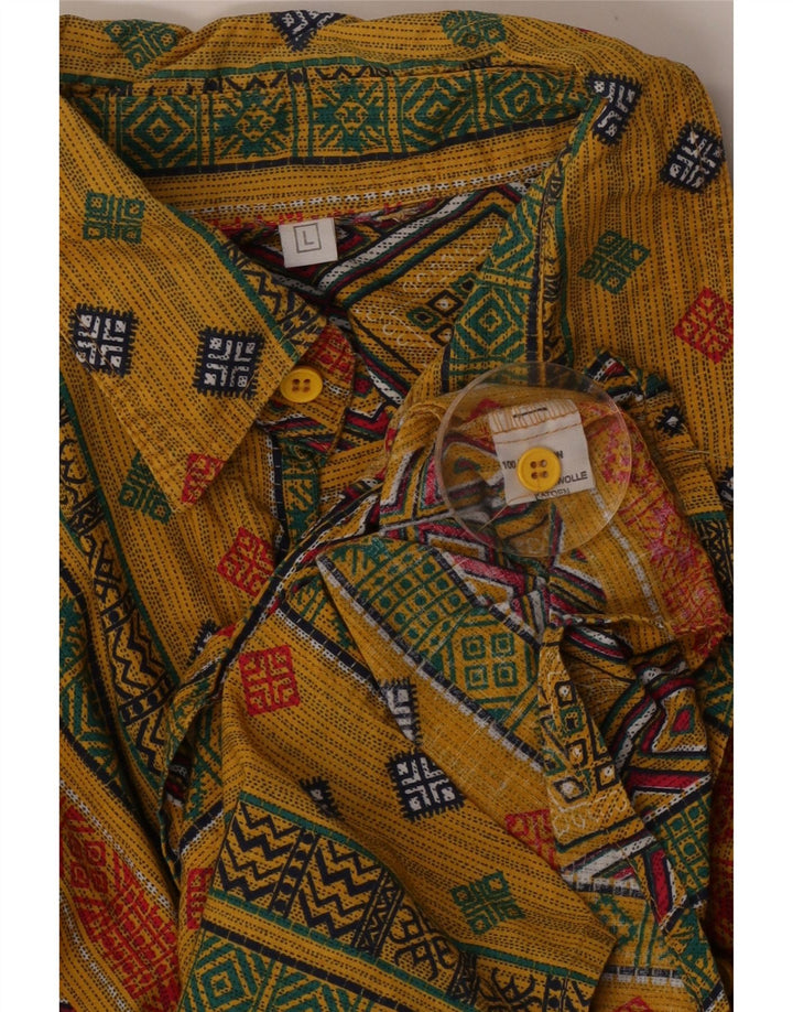 Camicia da uomo VINTAGE grande in cotone geometrico multicolore