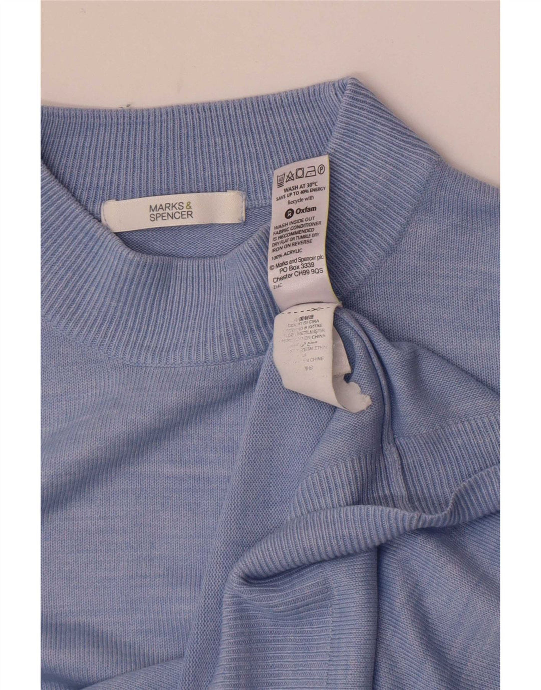 Maglione maglione a collo alto da donna Marks & Spencer UK 14 grande blu screziato