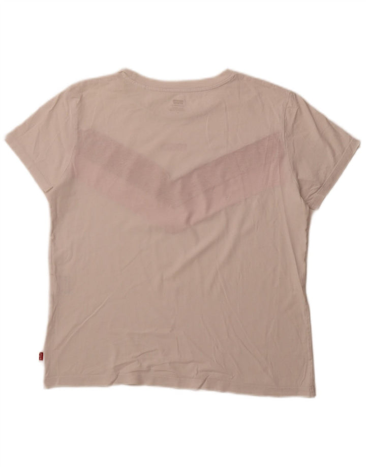 LEVI'S Womens Graphic T-Shirt Top UK 14 Medium Off White Striped
