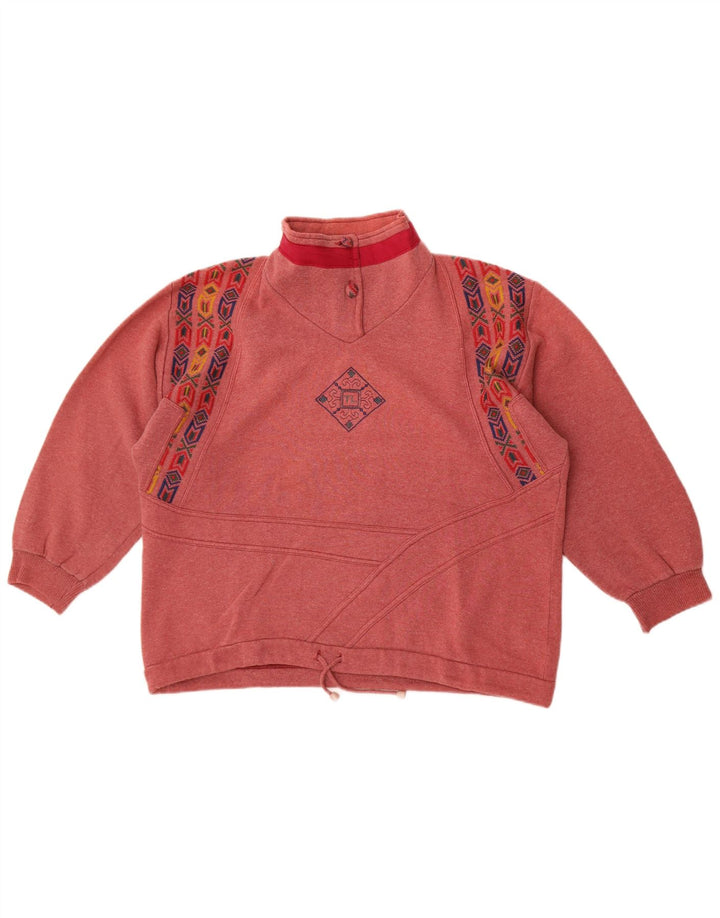 Felpa oversize da donna vintage maglione IT 44 rosa medio Fair Isle
