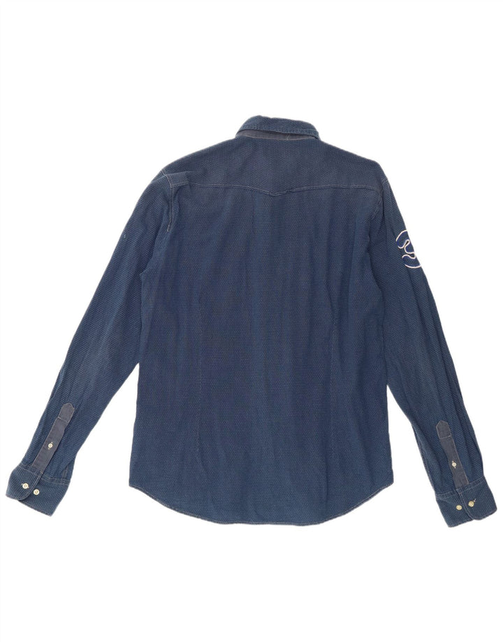 Camicia grafica da uomo La Martina grande cotone maculato blu