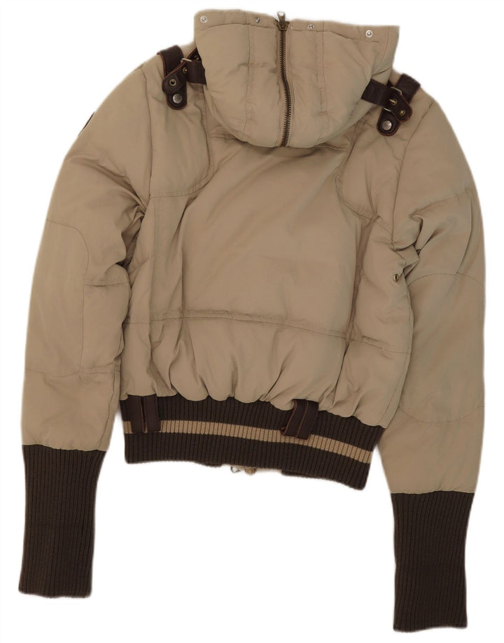 Giacca imbottita con cappuccio da donna Frankie Morello IT 42 Small Beige Poliestere