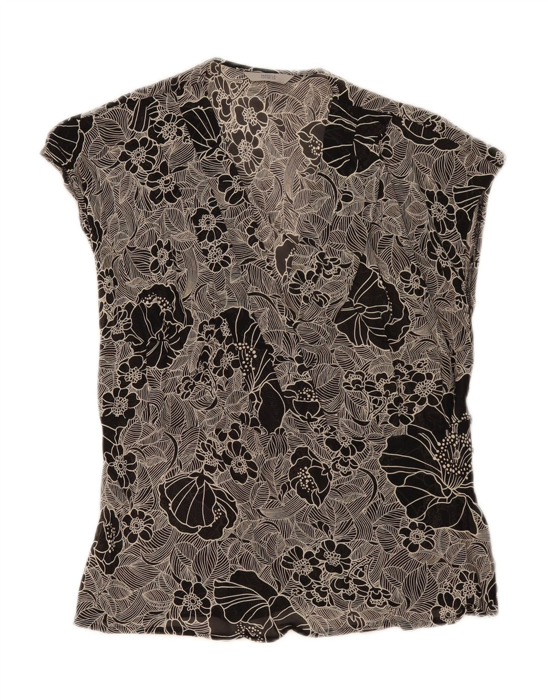 Top camicetta da donna Marks & Spencer UK 16 grande nero floreale