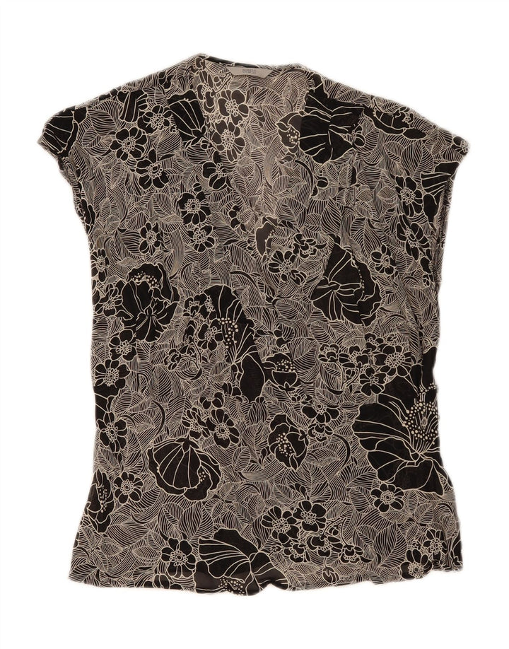 Top camicetta da donna Marks & Spencer UK 16 grande nero floreale