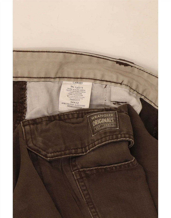 Pantaloni cargo dritti da uomo Wrangler W34 L32 in cotone marrone
