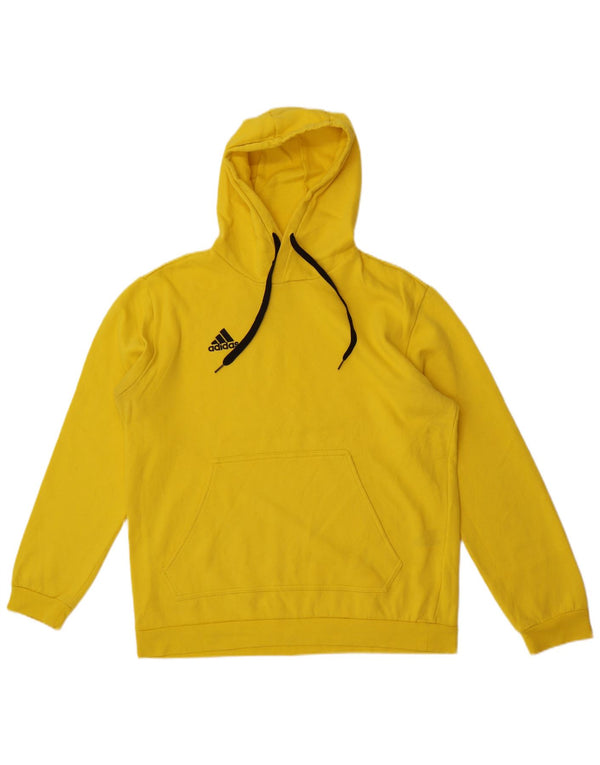Adidas Mens Hoodie Jumper Large Yellow Cotton