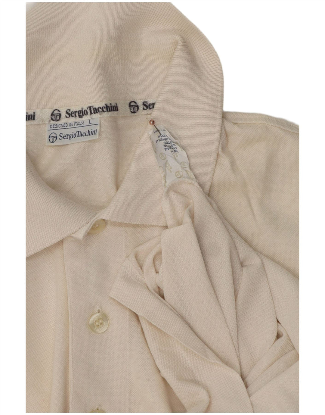 Polo Sergio Tacchini da uomo per i Giochi Olimpici, grande, in cotone bianco