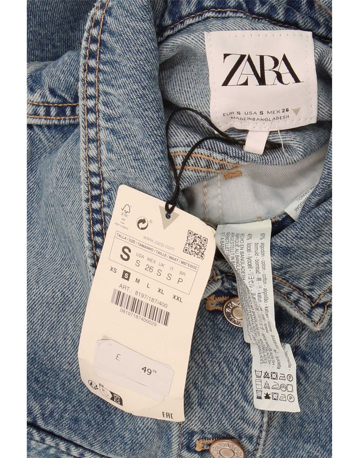 Tutina corta in denim senza maniche da donna Zara UK 10 piccola in cotone blu