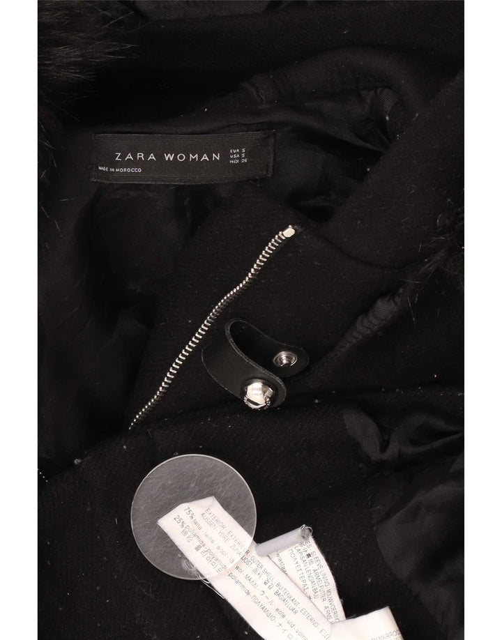 Giacca a vento con cappuccio da donna Zara UK 10 piccola in lana nera