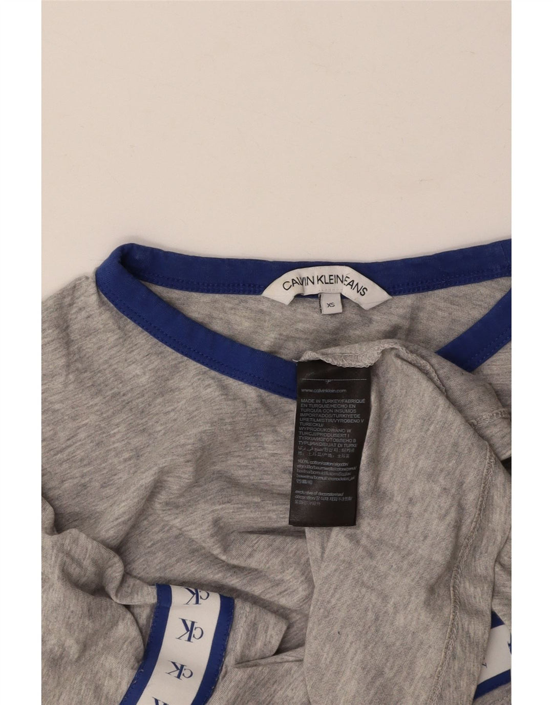 CALVIN KLEIN T-shirt corta con grafica da donna Top UK 6 XS Cotone grigio