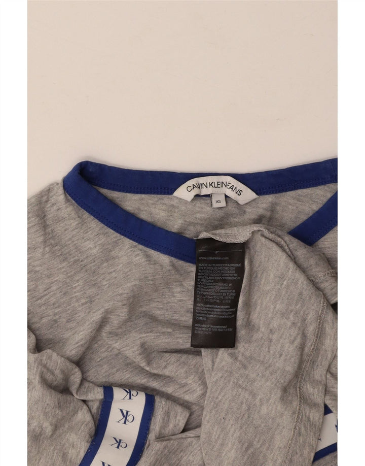 CALVIN KLEIN T-shirt corta con grafica da donna Top UK 6 XS Cotone grigio