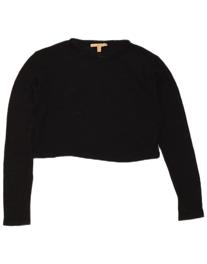 Zara Trafaluc Crop Top oversize da donna a maniche lunghe UK 10 Small Nero