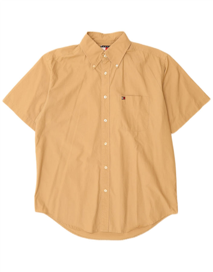 TOMMY HILFIGER Camicia a maniche corte da uomo in cotone giallo medio