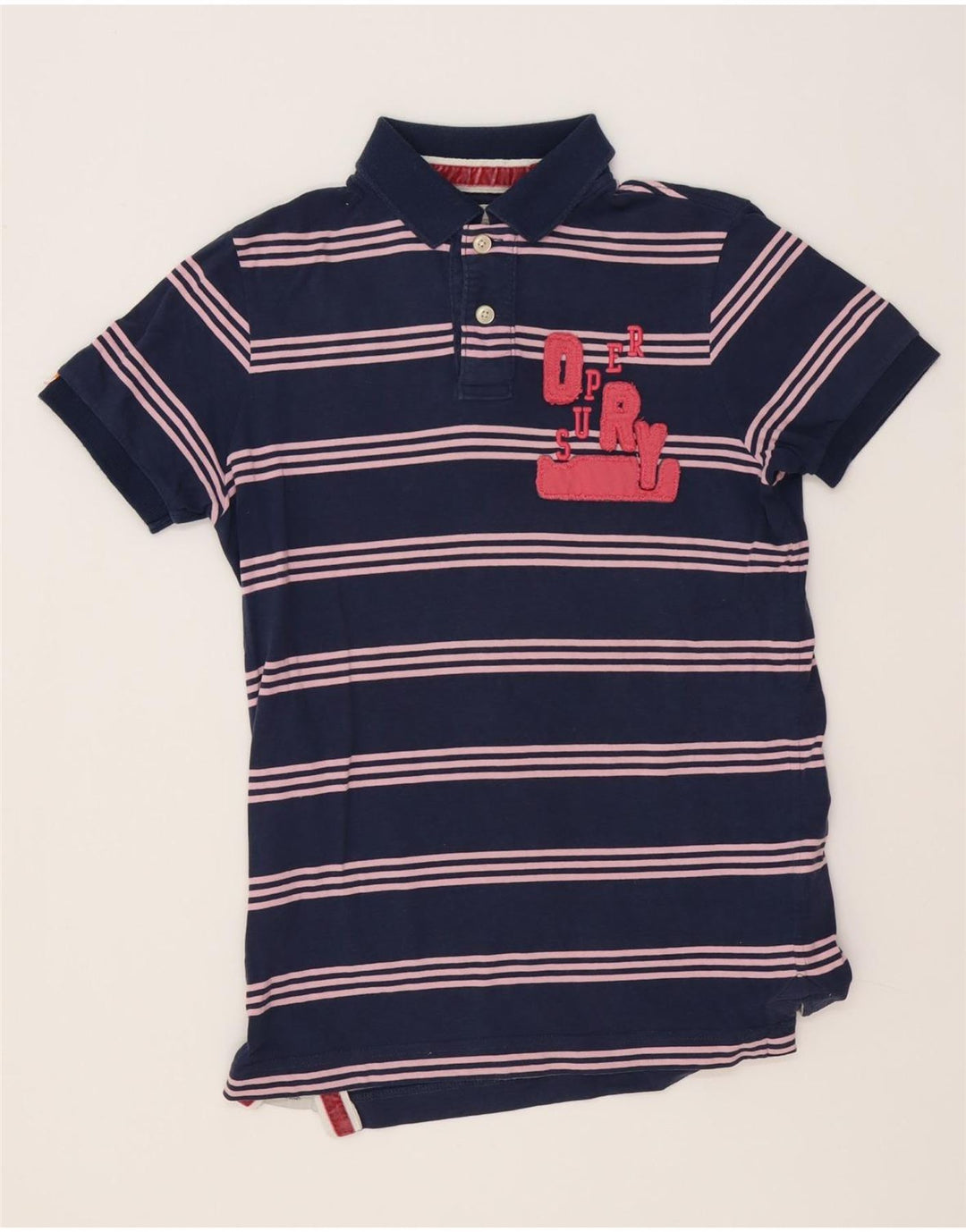 Polo grafica da uomo Superdry in cotone a righe medie blu navy