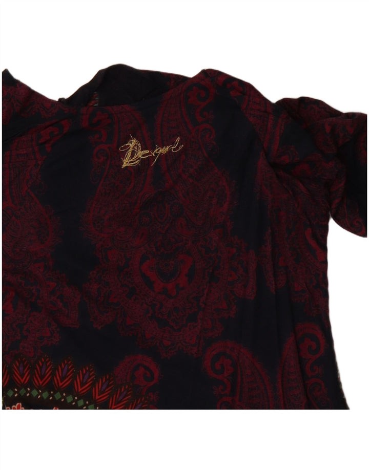 DESIGUAL Top grafico da donna manica lunga UK 12 Medium Navy Blue Paisley
