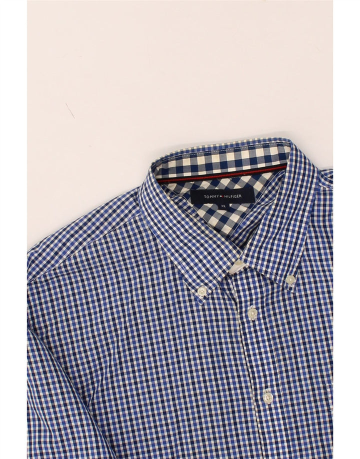 TOMMY HILFIGER Mens Shirt XL Blue Check Cotton Vintage Tommy Hilfiger and Second-Hand Tommy Hilfiger from Messina Hembry 