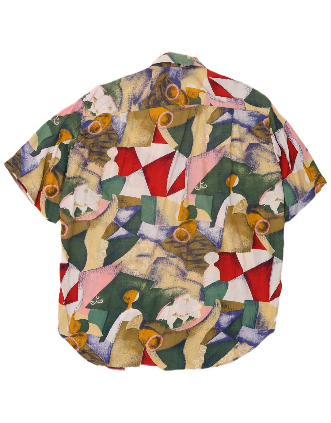 Camicia vintage da uomo a maniche corte geometrica multicolore media