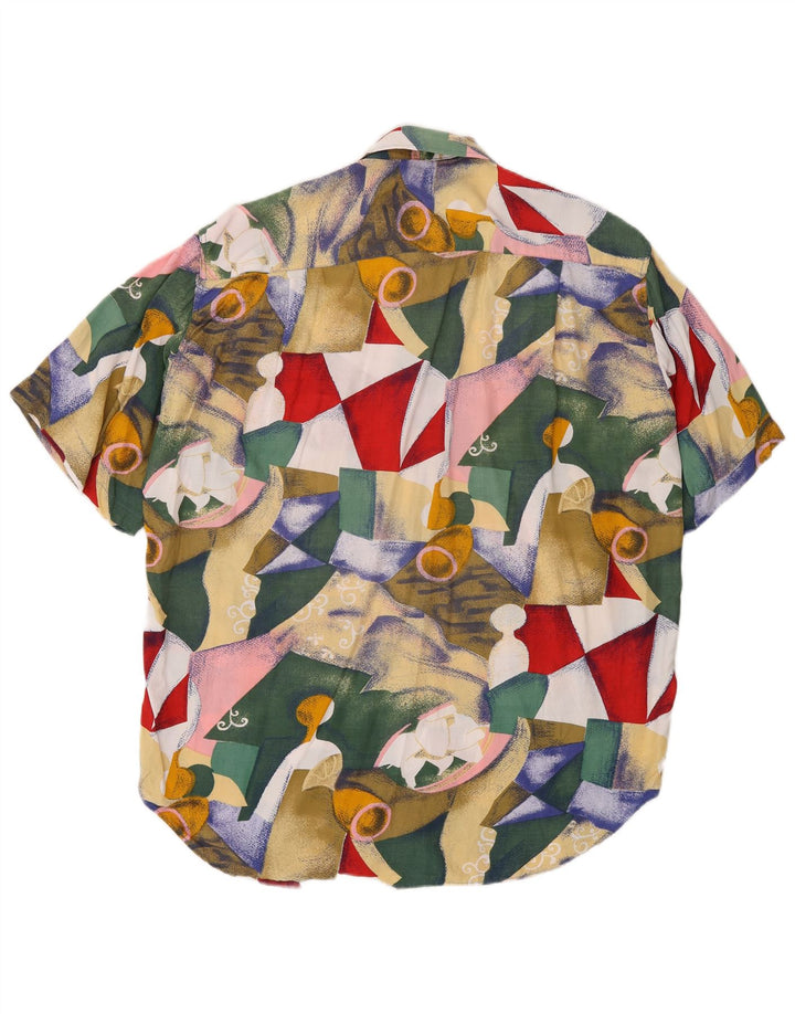 Camicia vintage da uomo a maniche corte geometrica multicolore media