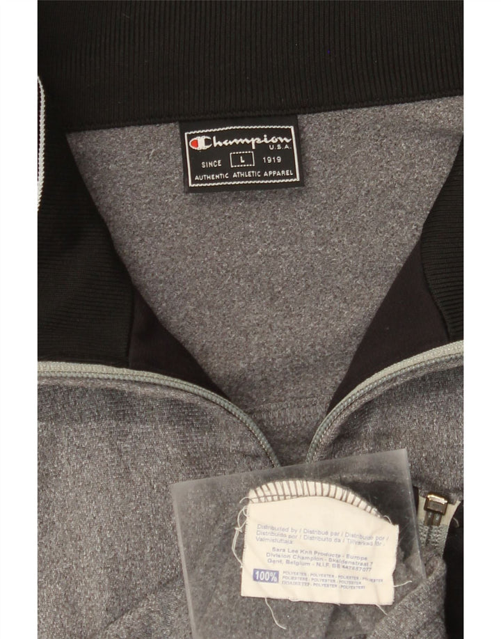 CHAMPION Giacca da tuta da uomo vestibilità ampia, grande in poliestere grigio