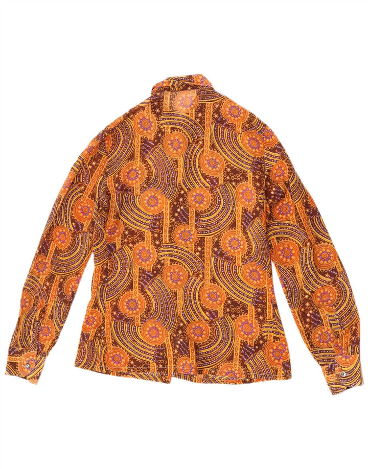 Camicia trasparente da donna vintage IT 44 Cotone geometrico marrone medio