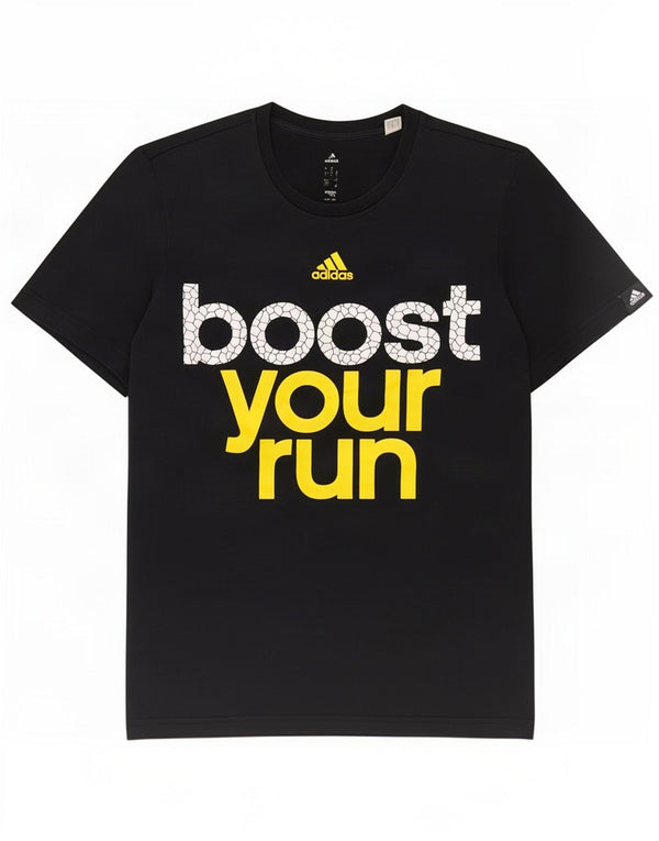 T-shirt grafica da uomo Adidas Top grande in cotone nero
