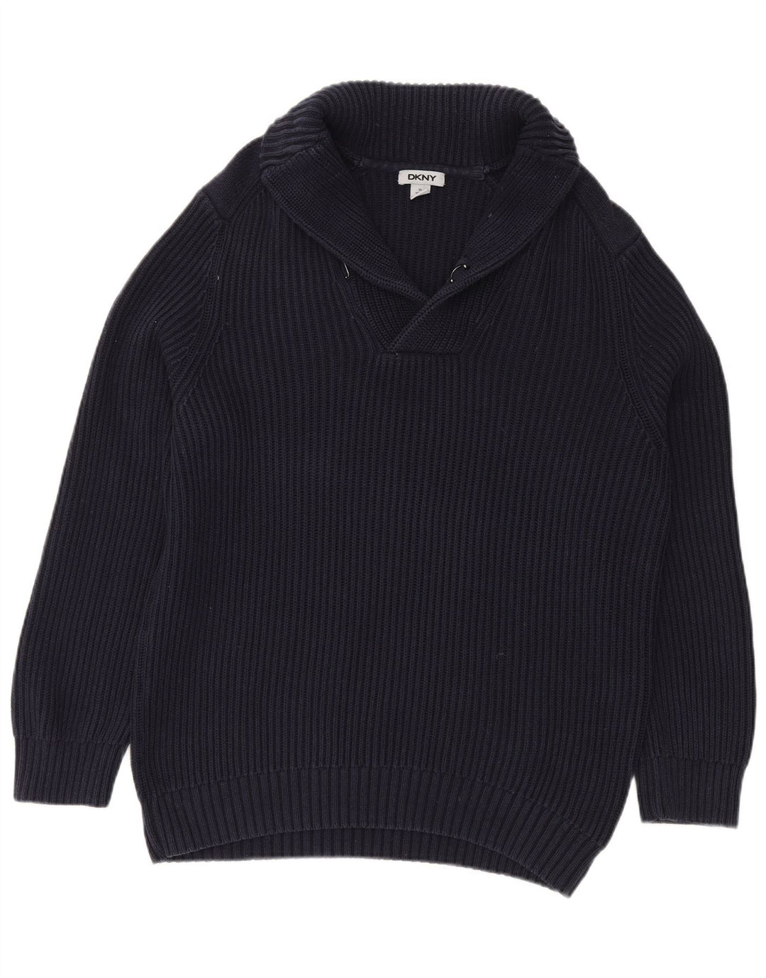 Maglione maglione da uomo con collo a scialle DKNY XL blu navy