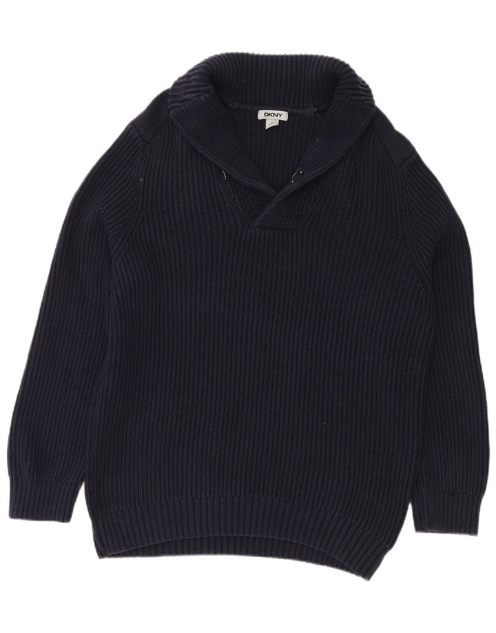 Maglione maglione da uomo con collo a scialle DKNY XL blu navy