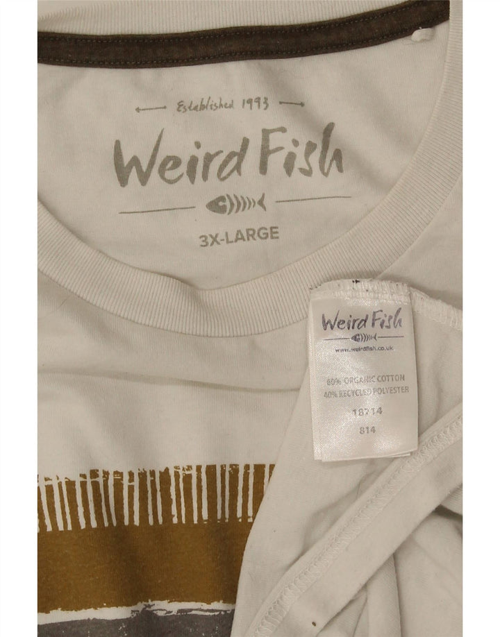 T-shirt grafica da uomo WEIRD FISH Top 3XL cotone bianco