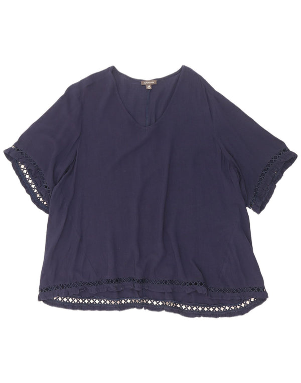Camicetta oversize autografata da donna Marks & Spencer UK 18 XL Blu navy