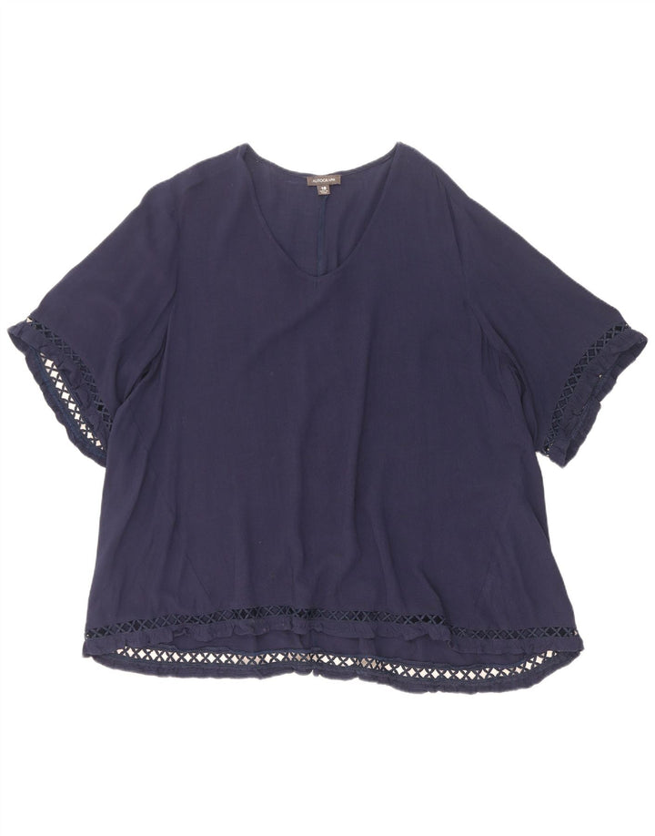 Camicetta oversize autografata da donna Marks & Spencer UK 18 XL Blu navy