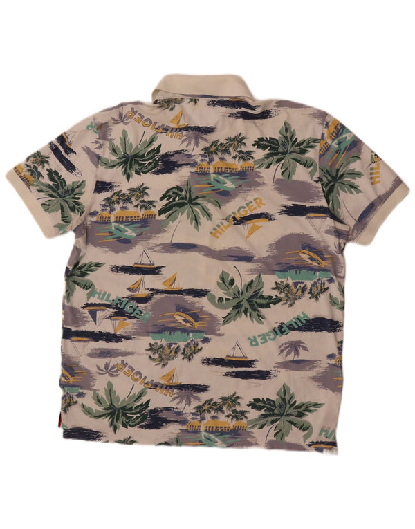Polo grafica da uomo Tommy Hilfiger XL in cotone bianco sporco hawaiano