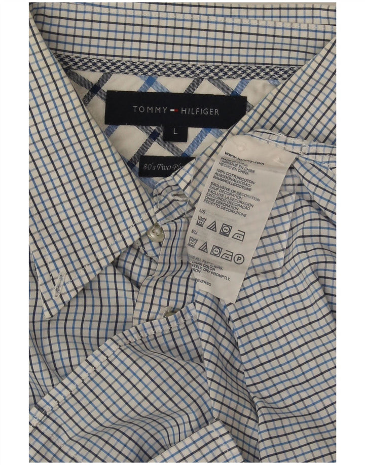 Camicia da uomo Tommy Hilfiger a quadri grandi in cotone blu