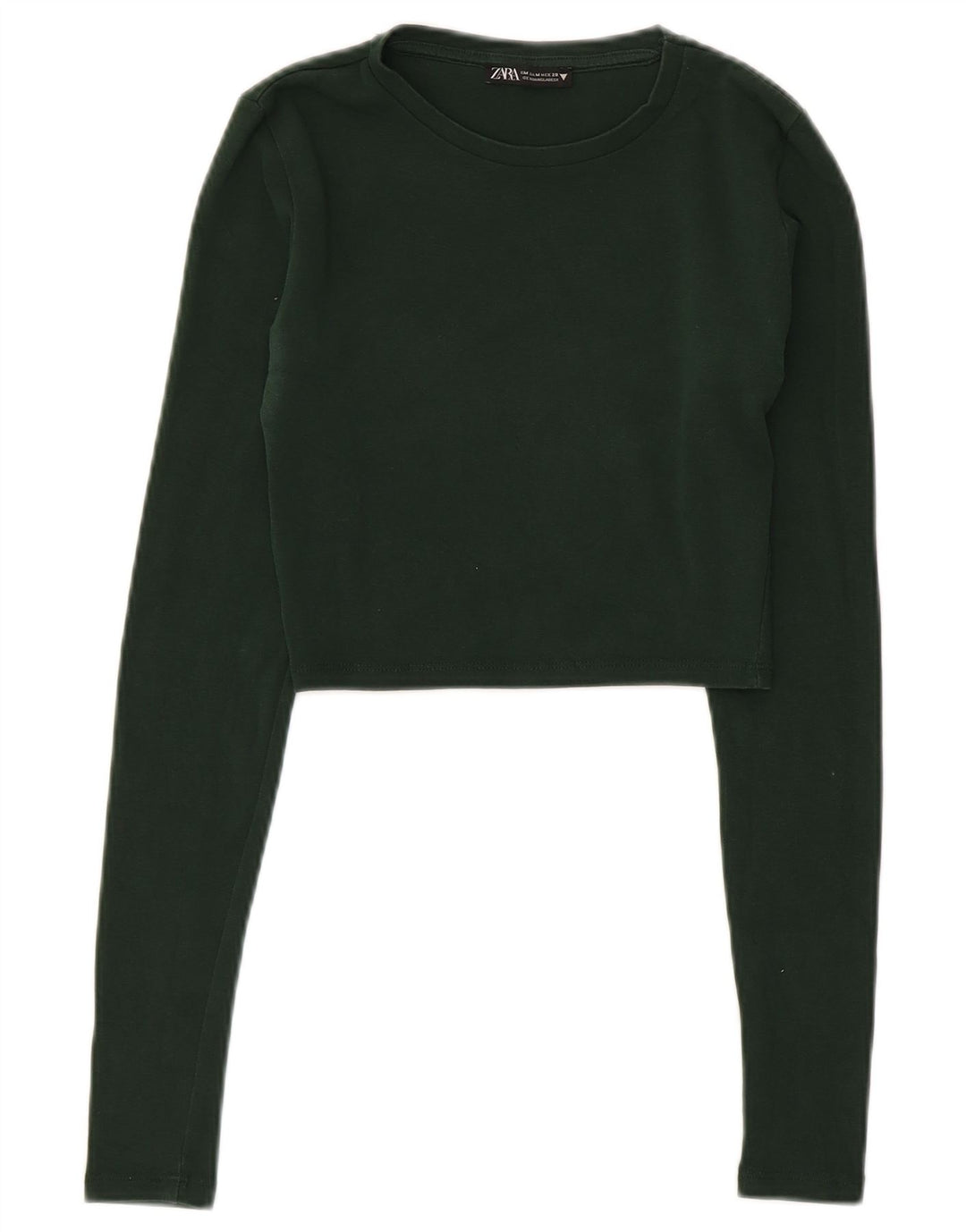 Zara Top Crop a Maniche Lunghe Donna UK 12 Medio Verde