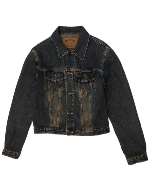 Giacca di jeans vintage da donna UK 14 cotone blu navy medio