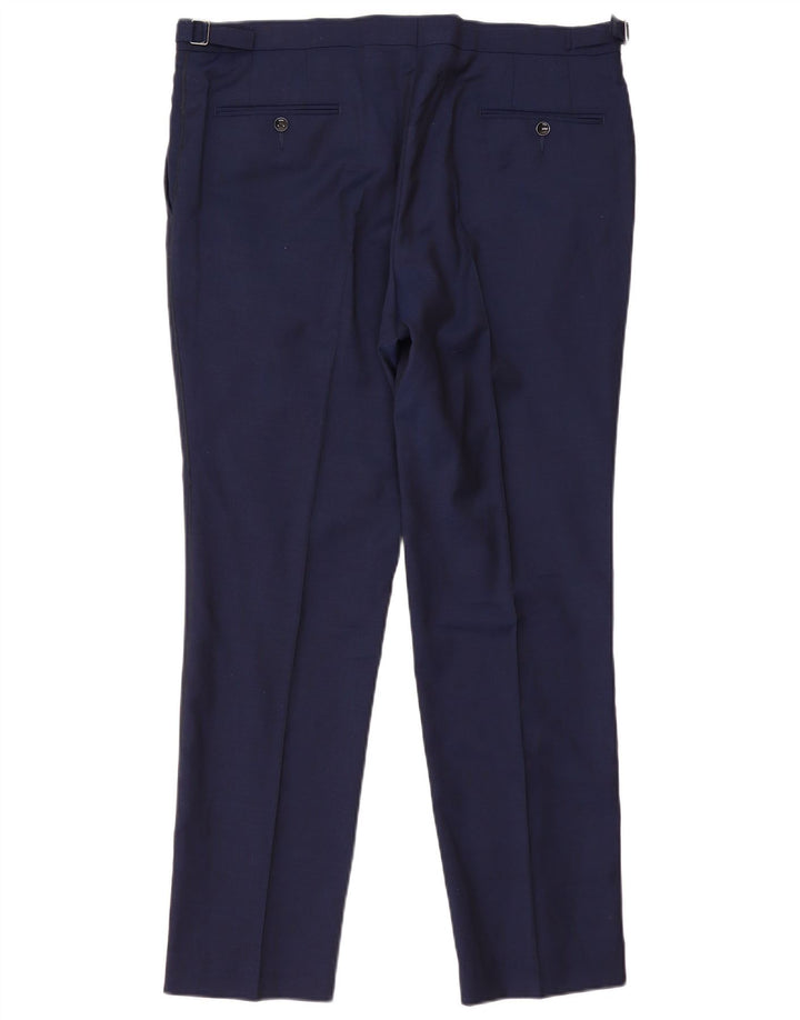 Pantaloni da abito slim autografi da uomo Marks & Spencer W38 L31 blu navy