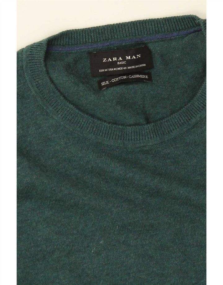 Maglione maglione girocollo da uomo Zara in seta verde medio