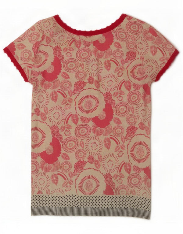 White Stuff Top cardigan a maniche corte da donna UK 8 Small Pink Floral Cotton