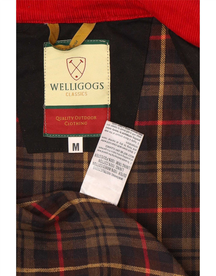 Giacca parka cerata con cappuccio da donna Welligogs UK 14 blocco colore nero medio