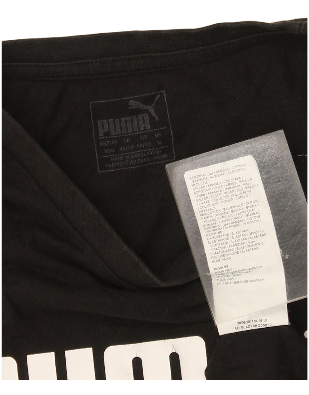 T-shirt grafica da uomo Puma Top in cotone nero medio