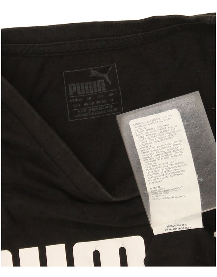 T-shirt grafica da uomo Puma Top in cotone nero medio