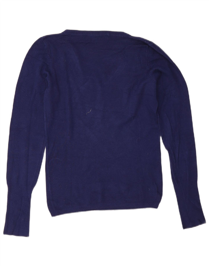 Maglione Zara da donna con scollo a V UK 12 Rayon blu navy medio
