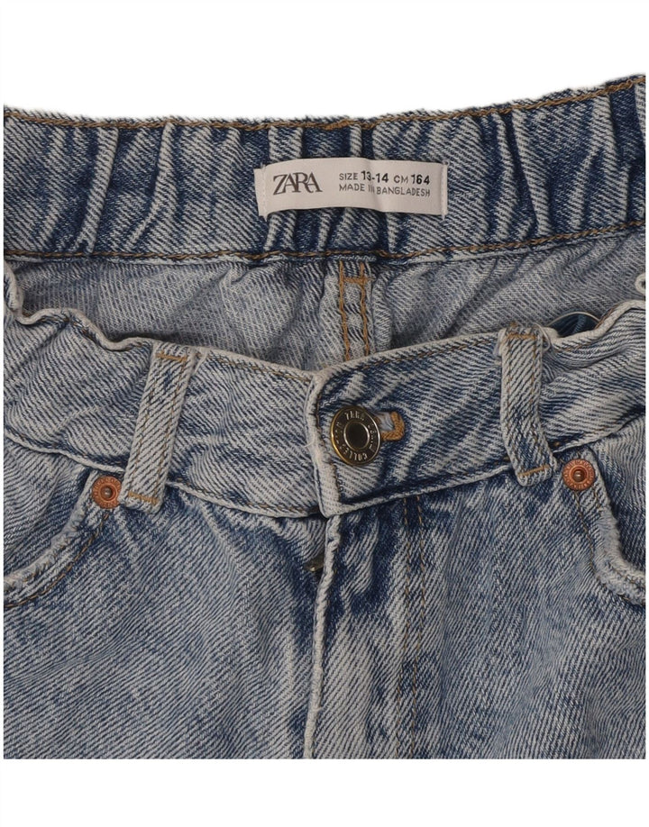 Pantaloncini in denim effetto invecchiato a vita alta ZARA per ragazze 13-14 anni W28 Blu