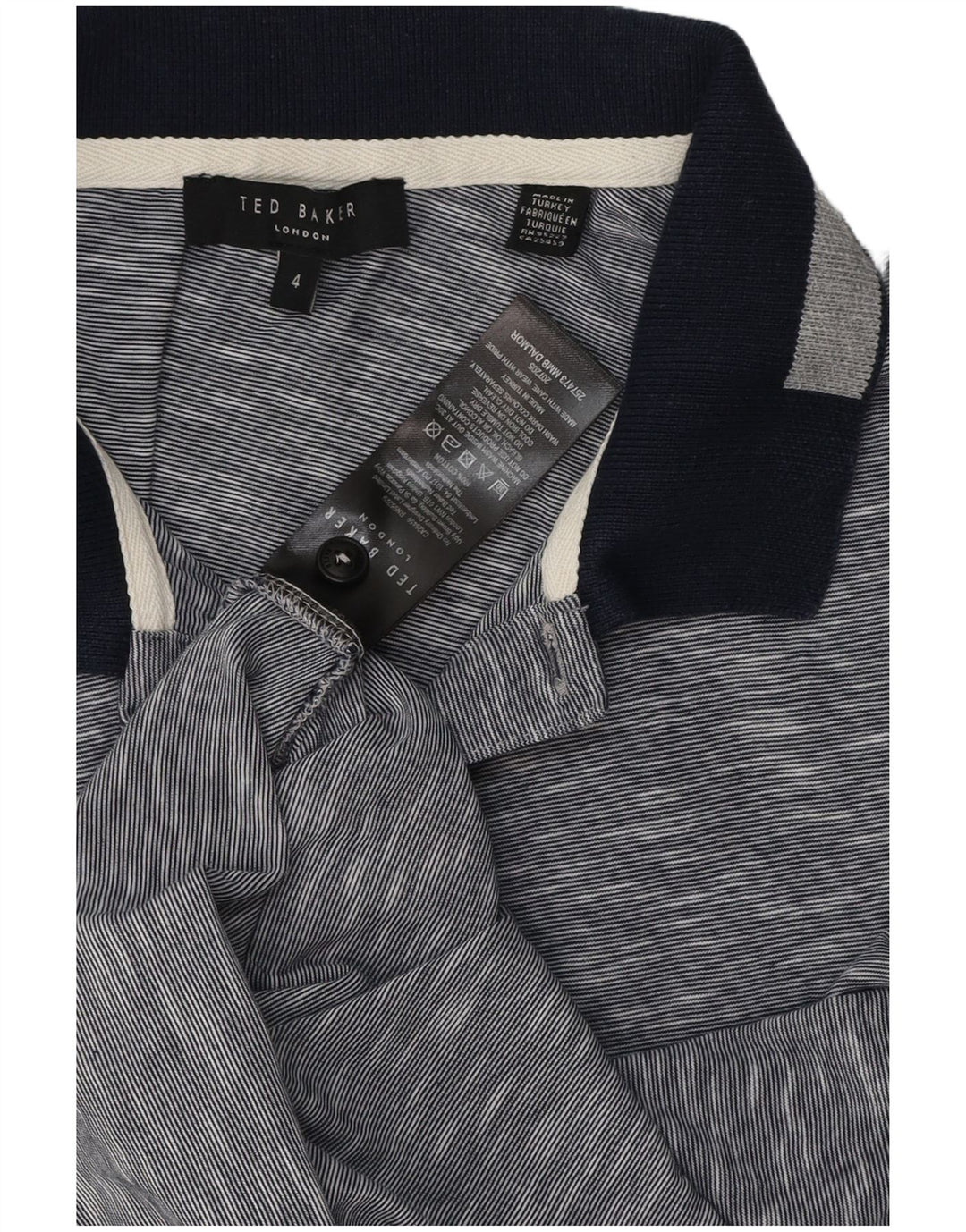 Polo da uomo Ted Baker taglia 4 grande in cotone screziato blu navy
