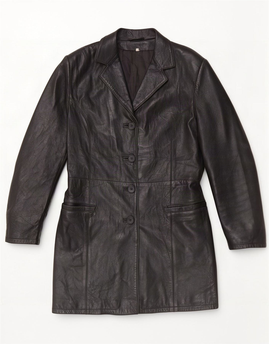 Cappotto In Pelle Donna Suprema IT 44 Medio Nero