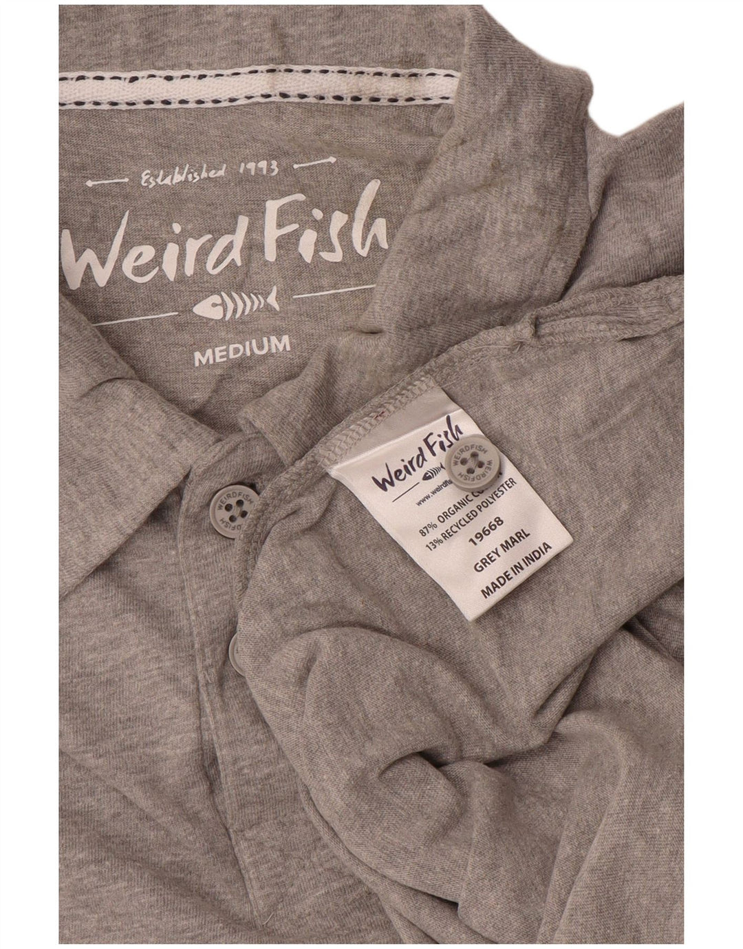 Polo da uomo Weird Fish in cotone grigio medio