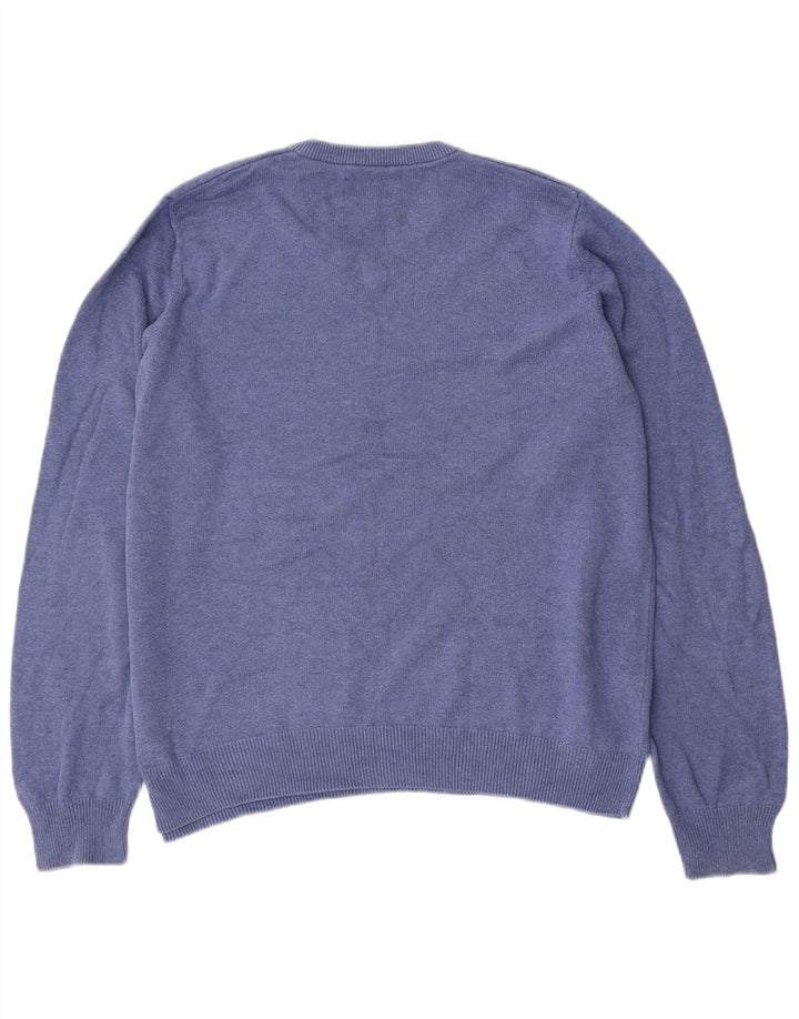 Maglione da uomo con scollo a V Marks & Spencer in cotone blu medio
