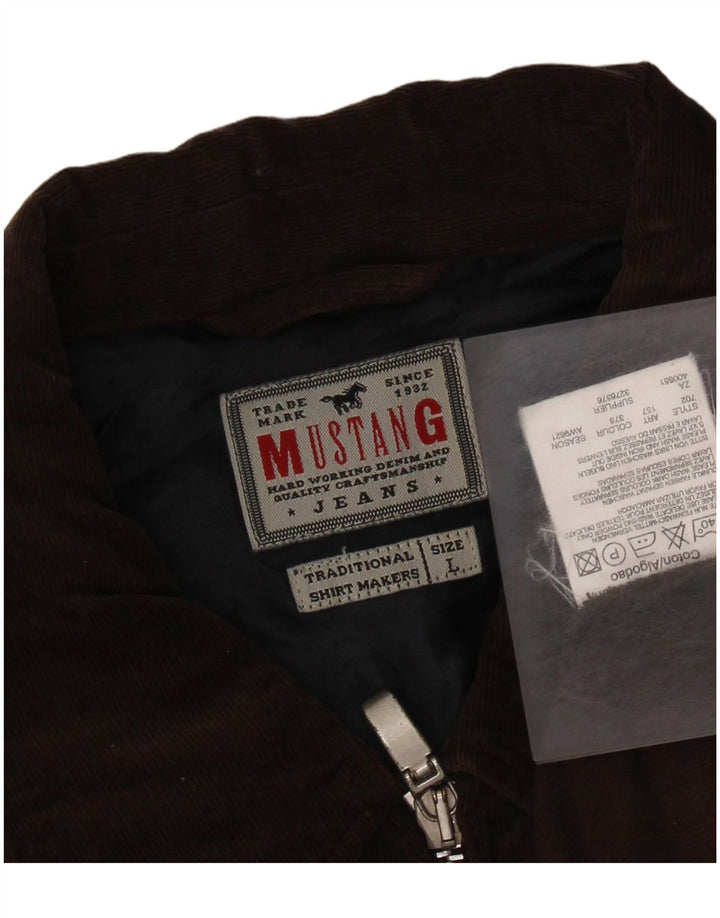 Mustang Camicia da uomo in velluto a coste grande in cotone marrone