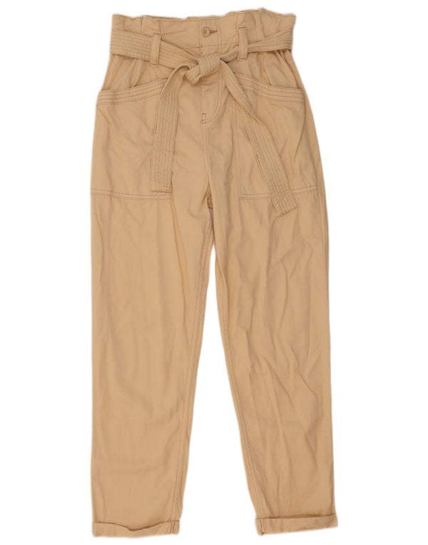 Pantaloni casual affusolati a vita alta da donna Topshop UK 10 piccoli W29 L27 Beige
