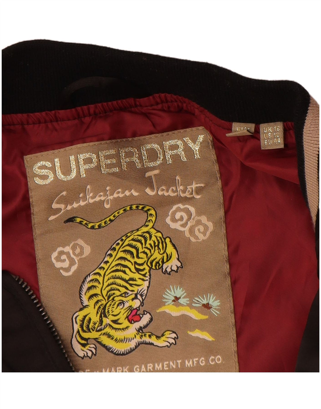 Giacca da ginnastica da donna con grafica Superdry UK 16 Large Marrone Colourblock