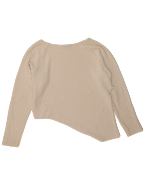 Top asimmetrico oversize da donna Zara manica lunga UK 10 piccolo bianco sporco